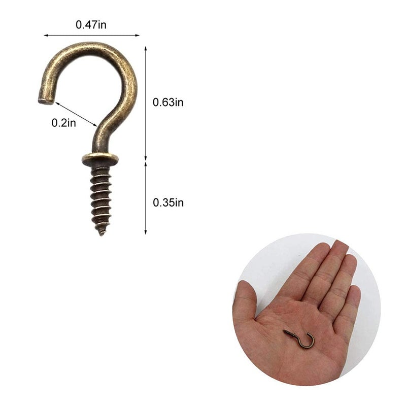 IDEALSV Small Bronze Ceiling Hooks - 5/8'' Screw-in Lights & Jewelry Hooks (40 Pack) - Image 2